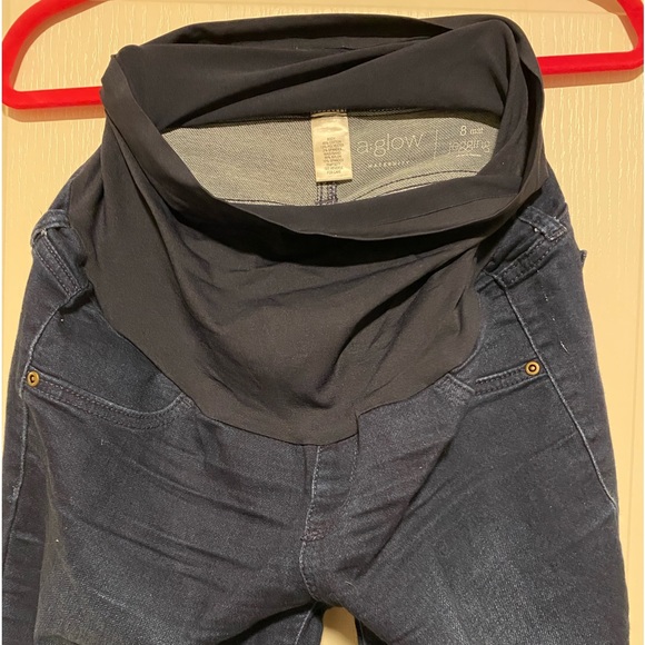 Aglow Maternity Jeggings Size 8 Tummy Panel Dark Wash Stretch Denim Skinny Jean - Picture 2 of 5
